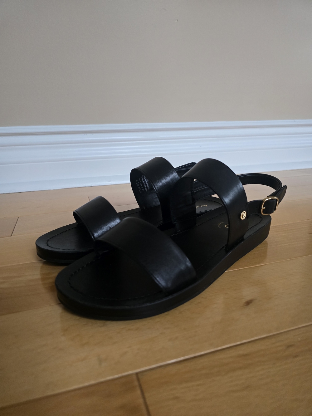 Aldo Black Strappy Flat Sandals